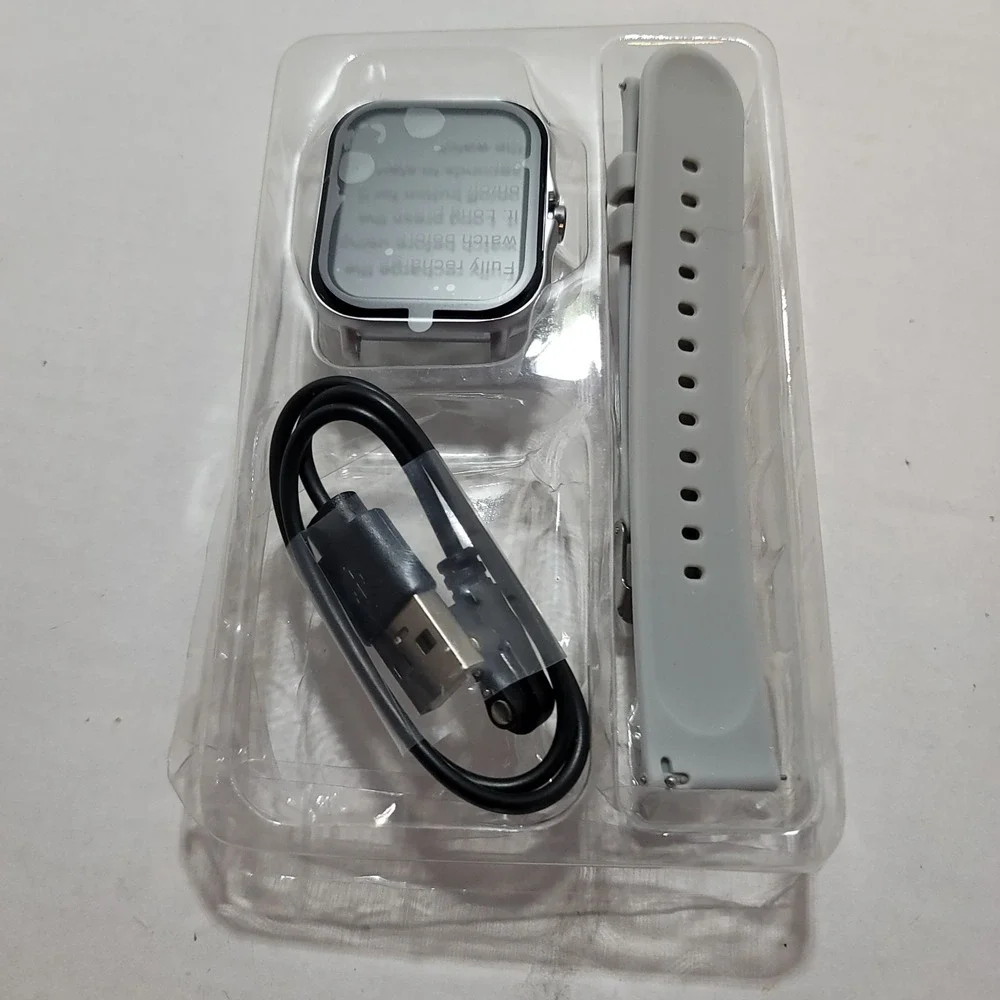 Hiwear Plus Watch Ultra Smart Watch Wireless Charging Fitness Tracker NIB Silver